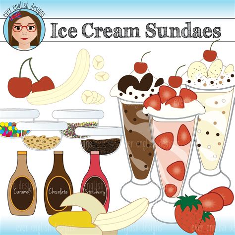 Ice Cream Sundaes Clip Art