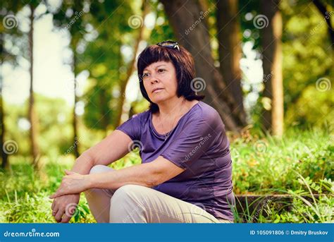 Middle Aged Brunette In The Park Stock Photo Image Of Adult Lovely