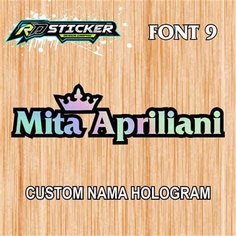 Jual Stiker Nama Custom Mahkota King Queen Tulisan Nama Hologram