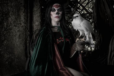 A Woman In A Costume With A White Hawk · Free Stock Photo