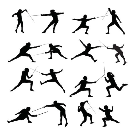 Définir L illustration Vectorielle De La Silhouette Sportive D escrime