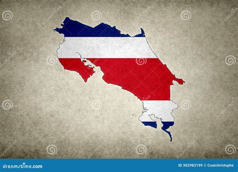 Map of Costa Rica with Its Flag Printed on an Old Paper Stock Illustration - Illustration of ...