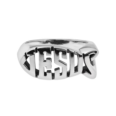 Jesus Fish Ichthys Christian Symbol .925 Silver Ring