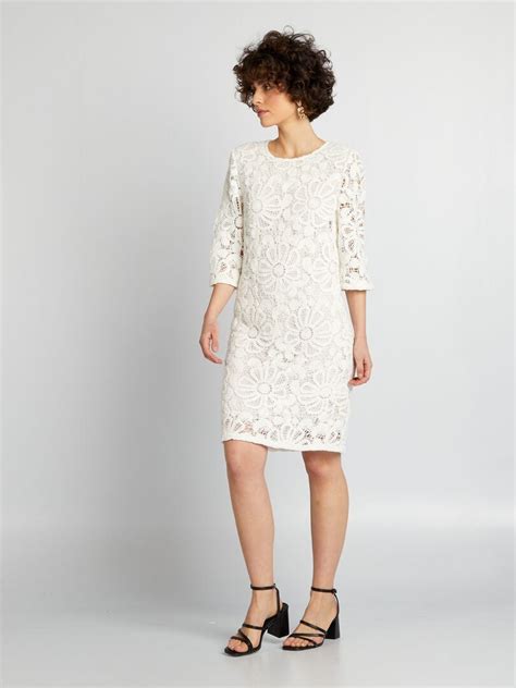 Robe Droite En Maille Crochet Blanc Kiabi 4900€