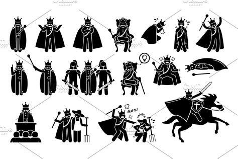 Ancient Medieval Characters Warriors Pictogram Medieval Stick Figures