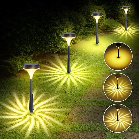 Linkind Solar Outdoor Garden Lights 4 Pack Warm White Bright Solar Pathway Lights Waterproof