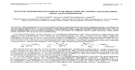 Acyclic Stereoselection In The Reaction Of Chiral Allylsilanes With