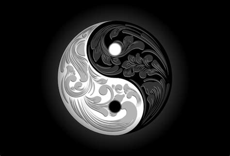 S Mbolo De Yin Y Yang Con Adornos De Ra Ces Y Hojas El Signo De Los Dos