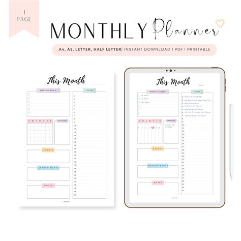 Printable Monthly Planner Template PDF – mrsneat