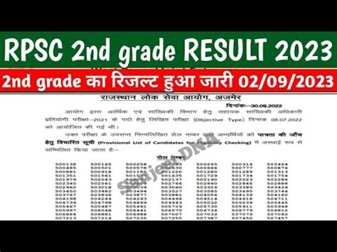 Rpsc 2nd Grade Teacher Result 2023 Kaise Dekhe Rpsc 2nd Grade Result