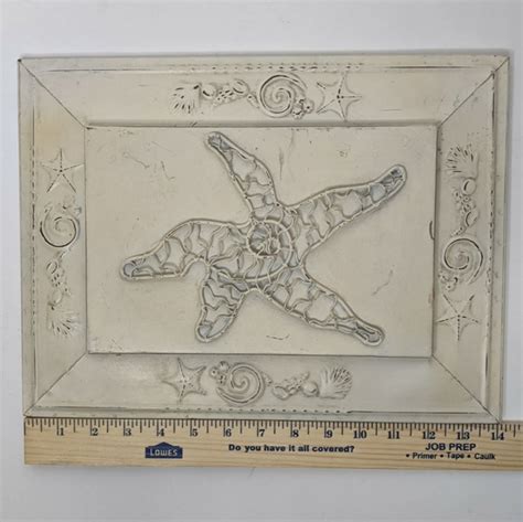 Unbranded Art Starfish Metal Wall Art Distressed Tin Neutral X