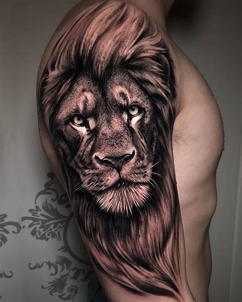 A Man S Arm With A Lion Tattoo On The Left Side Of His Body