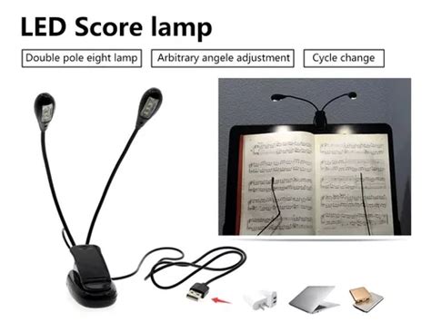 Lampara Led Doble Brazo Con Clip Para Atril Partitura En Venta En El