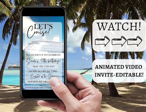Video Cruise Invitation Template Birthday Cruise For Her Animated