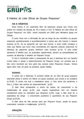 8 habitos treinamento de liderança de pequenos grupos os 8 hábitos