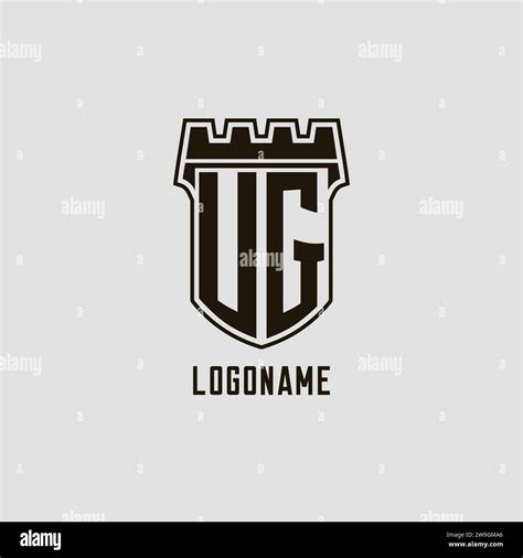 Monogram UG With Shield Fortress Logo Design Style Vector Graphic Stock