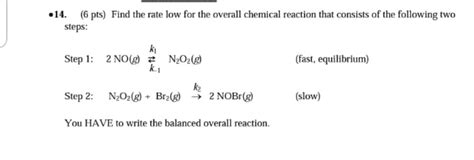 Find The Rate Law For The Overall Chemical Reaction That Con Clutch Prep