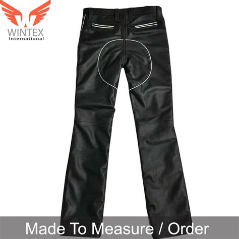 Mens Real Leather Bikers Pants Quilted Leather Pants With Contrast Co Wintex International