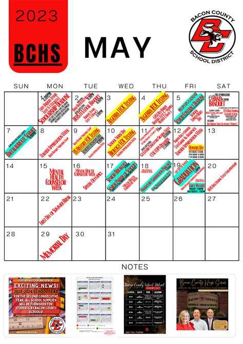 Bcsd Monthly Schedule Of Events Bacon County School District