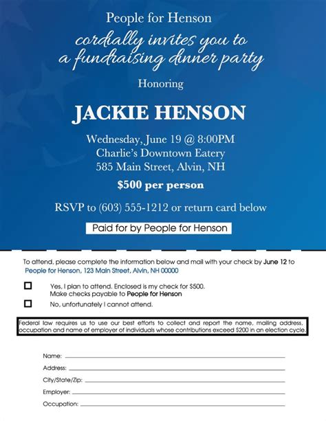 Candidate Committee Fundraiser Invitation Example Invitation Examples