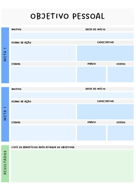 Objetivo Pessoal Em Excel Grátis Smart Planilhas