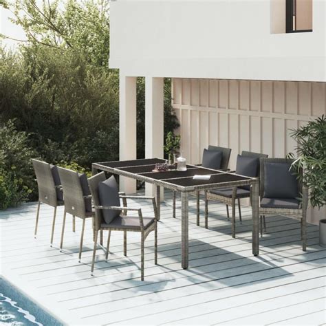 Mobilier à dîner de jardin et coussins 7 pcs Ensemble table et chaise