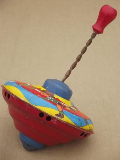 Vintage Tin Toy Spinning Top Metal Top W Worn Old Antique Paint Tin