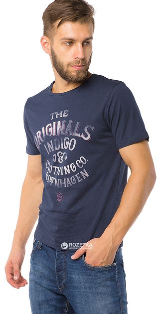 Футболка хлопковая длинная мужская Jack & Jones JJ 12117444 L Navy ...