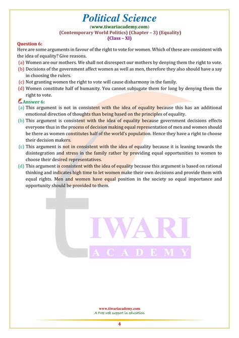 Ncert Solutions For Class 11 Political Science Chapter 3 Equality