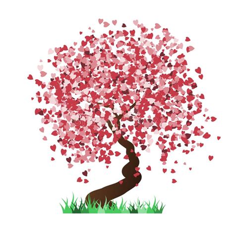 Illustration Tree Red Pink Heart Shaped Leaves Stock Illustrations 49