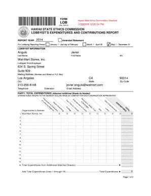 Fillable Online Lobbyist S Expenditures And Contributions Report Fax