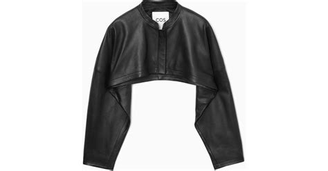 Cos Leather Hybrid Bolero Jacket In Black Lyst