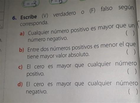 6 Escribe V verdadero o F falso según corresponda a Cualquier