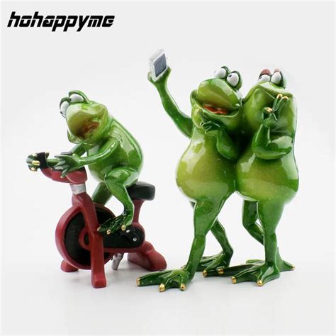 Kawaii Funny Frog Resin Figurines Miniatures Craft Home Decoration ...