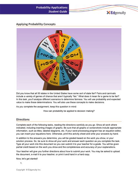 Student Guide Applying Probability Concepts Did You Know