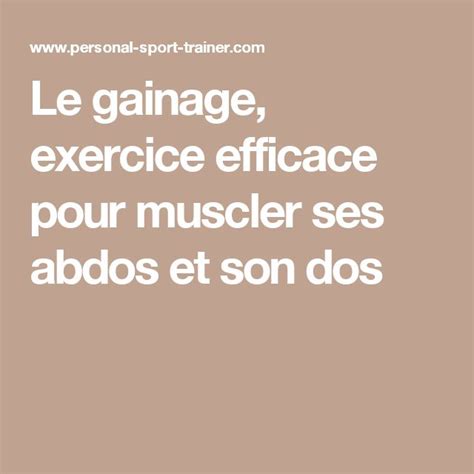 Gainage Abdo et Dos présentation et Exercices de référence