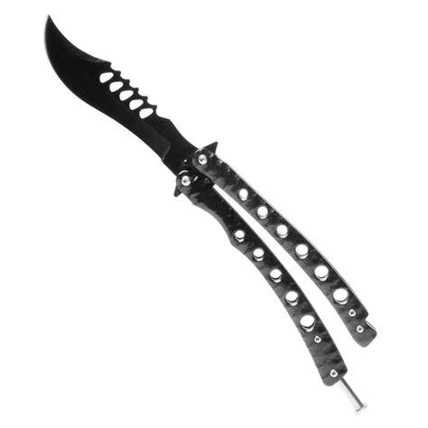 Black Curved Blade Balisong Black Spring Latch Butterfly Knife