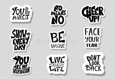 Set Of Sticker Quotes Vector Text Illustration Stock Vector Illustration Of Collection Card