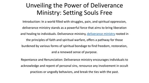 Ppt Deliverance Ministry Powerpoint Presentation Free Download Id