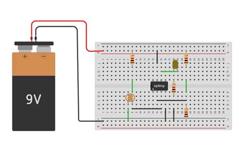 Circuit Design Arum160 Rangkaian Sensor Cahaya Dengan Op Amp Tinkercad