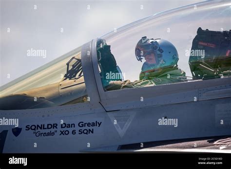 Royal Australian Air Force (RAAF) Pilot in the cockpit of a Boeing F/A ...