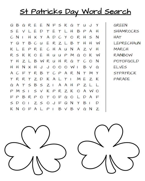 Saint Patrick S Day Word Search Printable