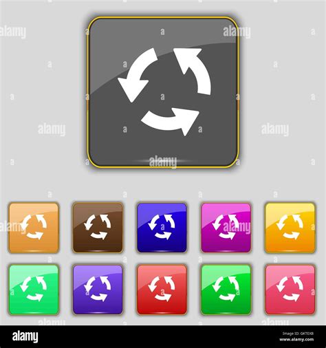 Refresh Icon Sign Set With Eleven Colored Buttons For Your Site