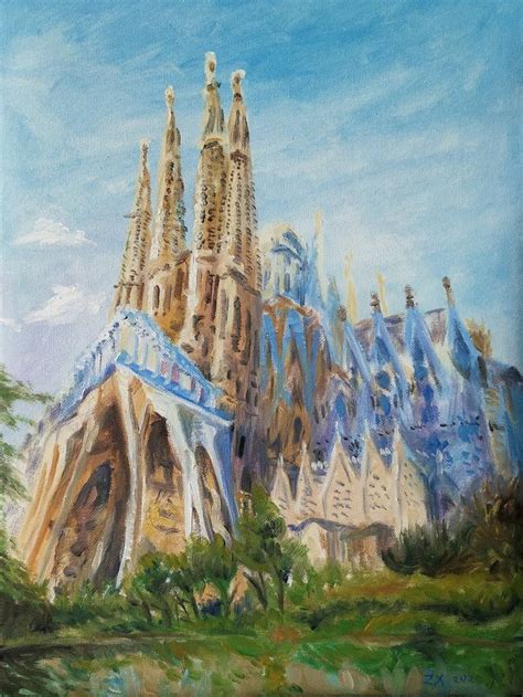 Barcelona La Sagrada Familia Painting By Zhang Xin Saatchi Art