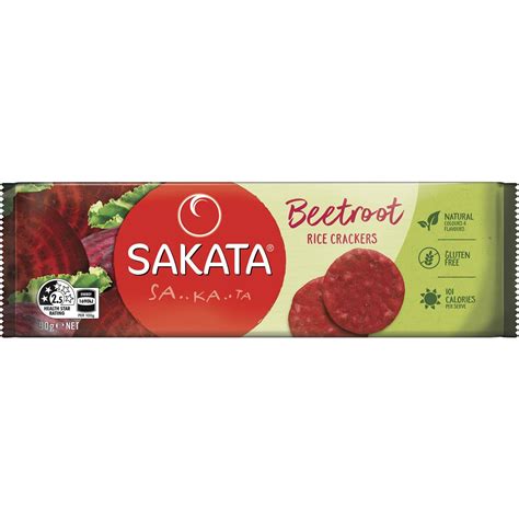 Sakata Rice Crackers Beetroot 90g Woolworths