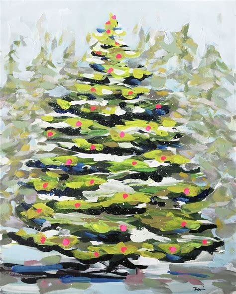 Christmas Tree Print On Paper Or Canvas Christmas Art Holiday Art By