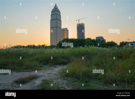 City buildings emerge from nature , Hankou district skyline in Wuhan ...