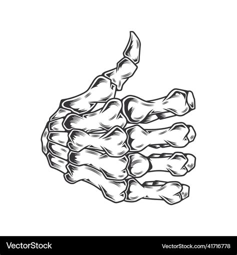 Skeleton Link Daumen Nach Oben Hand Linie Kunst Jahrgang