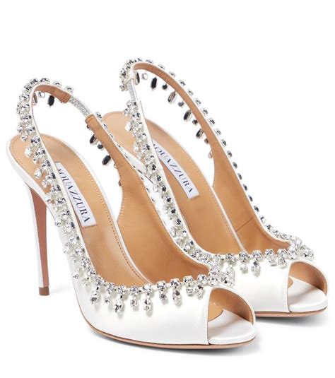 Aquazzura Temptation 105 Embellished Satin Sandals ShopStyle Heels