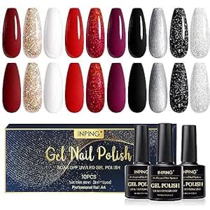 Inping Uv Gel Nagellack Set Farben Rot Schwarz Gel Nagellack